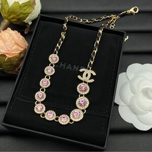CHANEL Gold Necklace with Lavender Gems